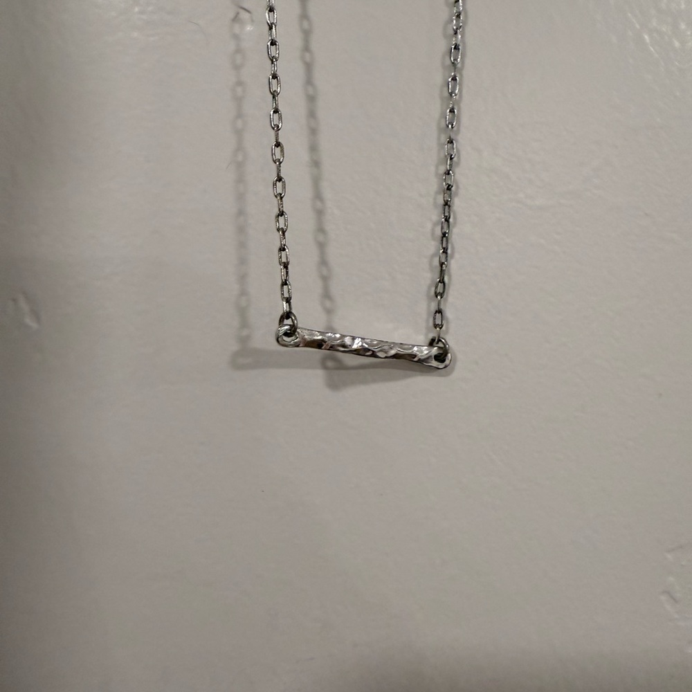Silver Textured Bar Necklace
